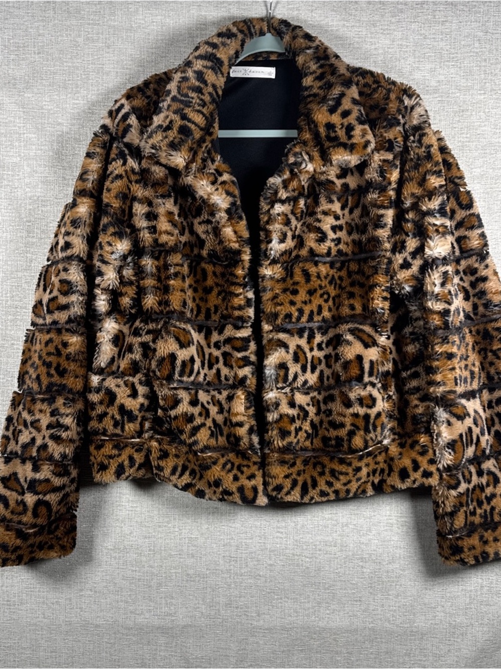 Fair Haven Faux Fur Leopard Print Jacket - Brown/Black sz L
